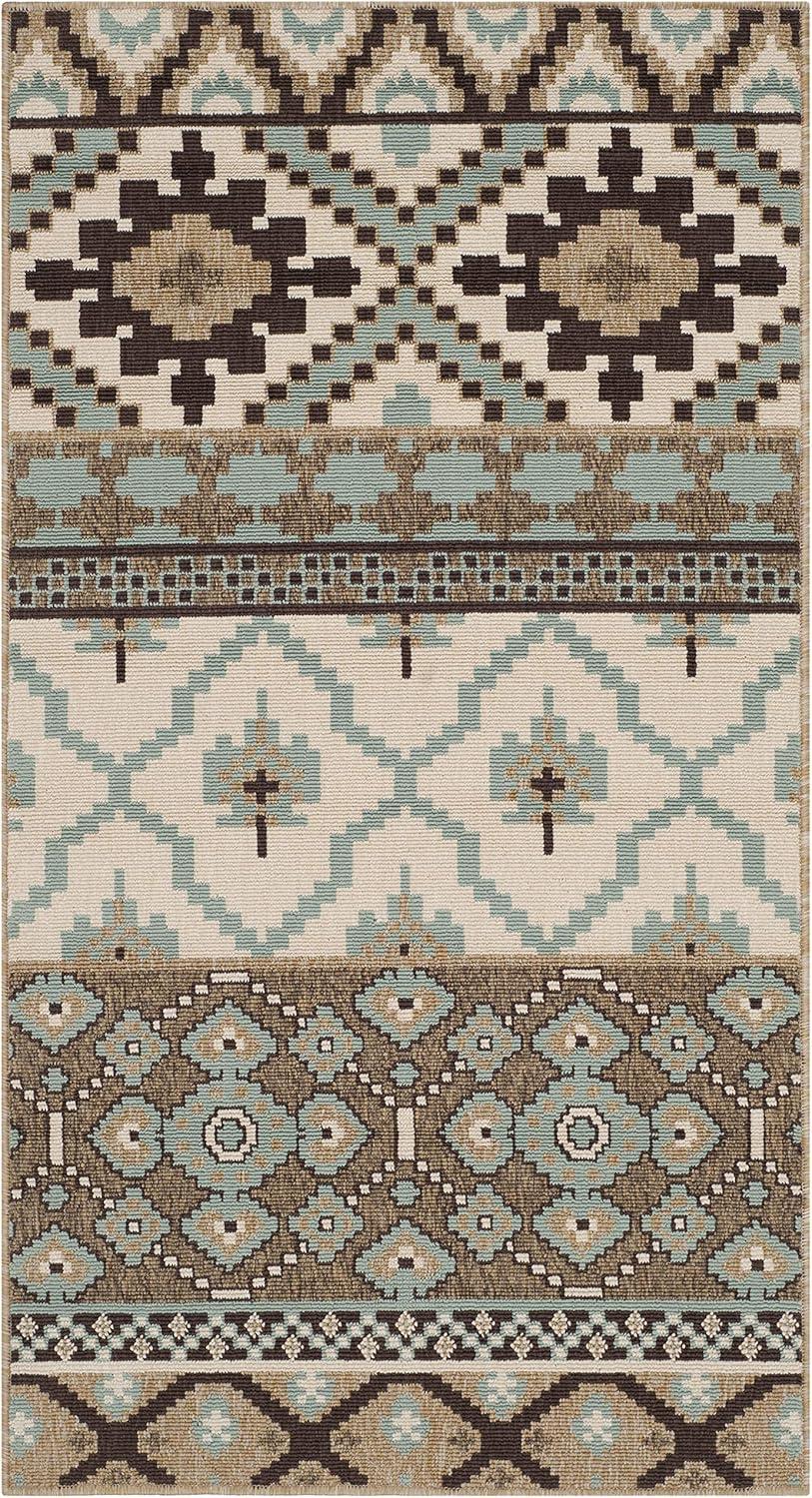 image:imageSAFAVIEH Washable Rug Outdoor Veranda Collection 8 x 11 Beige amp Grey NonShedding amp Easy to Clean Ideal for Patio Backyard Mudroom VER0973413CremeBrown