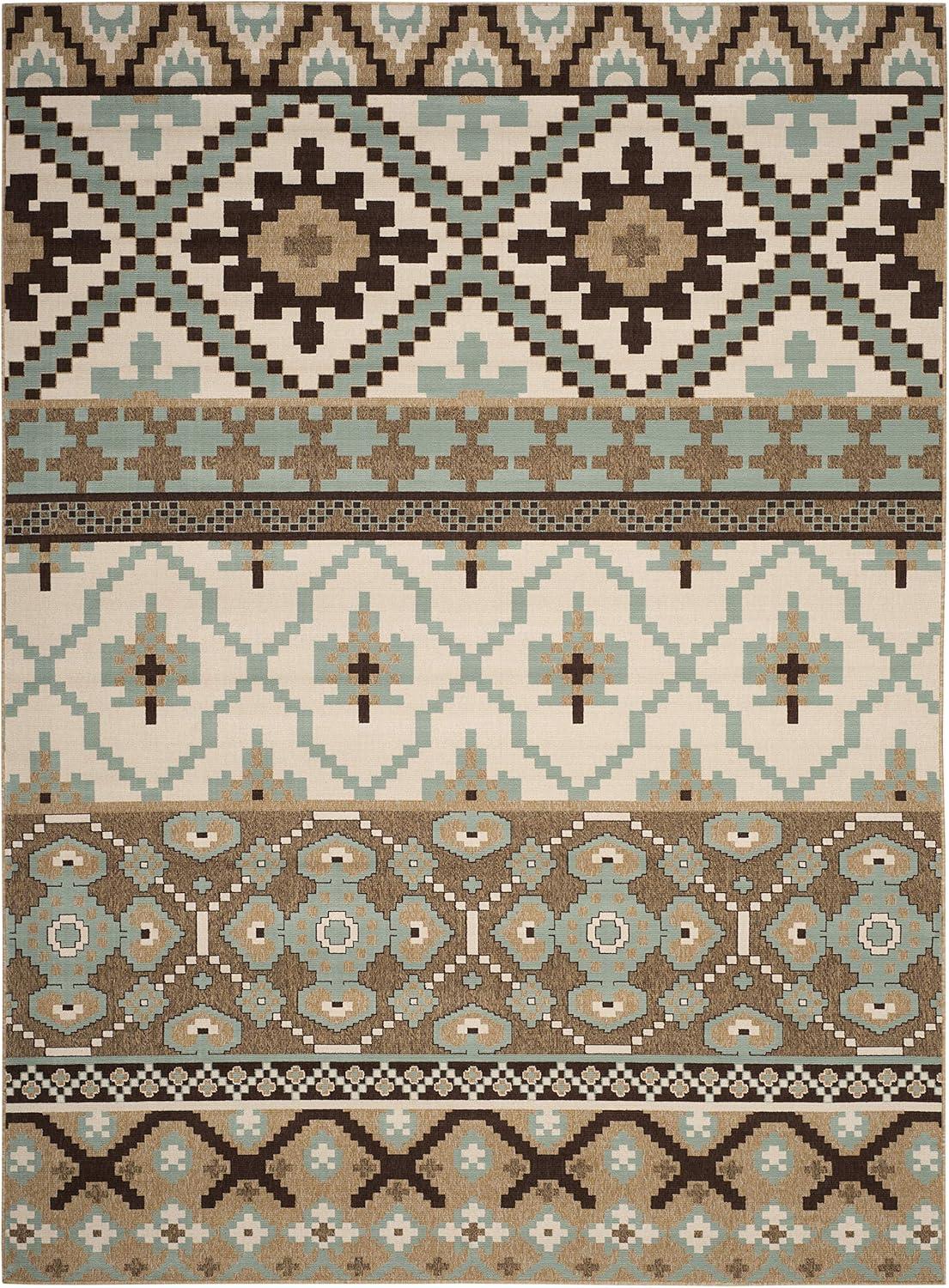 image:imageSAFAVIEH Washable Rug Outdoor Veranda Collection 8 x 11 Beige amp Grey NonShedding amp Easy to Clean Ideal for Patio Backyard Mudroom VER0973413CremeBrown