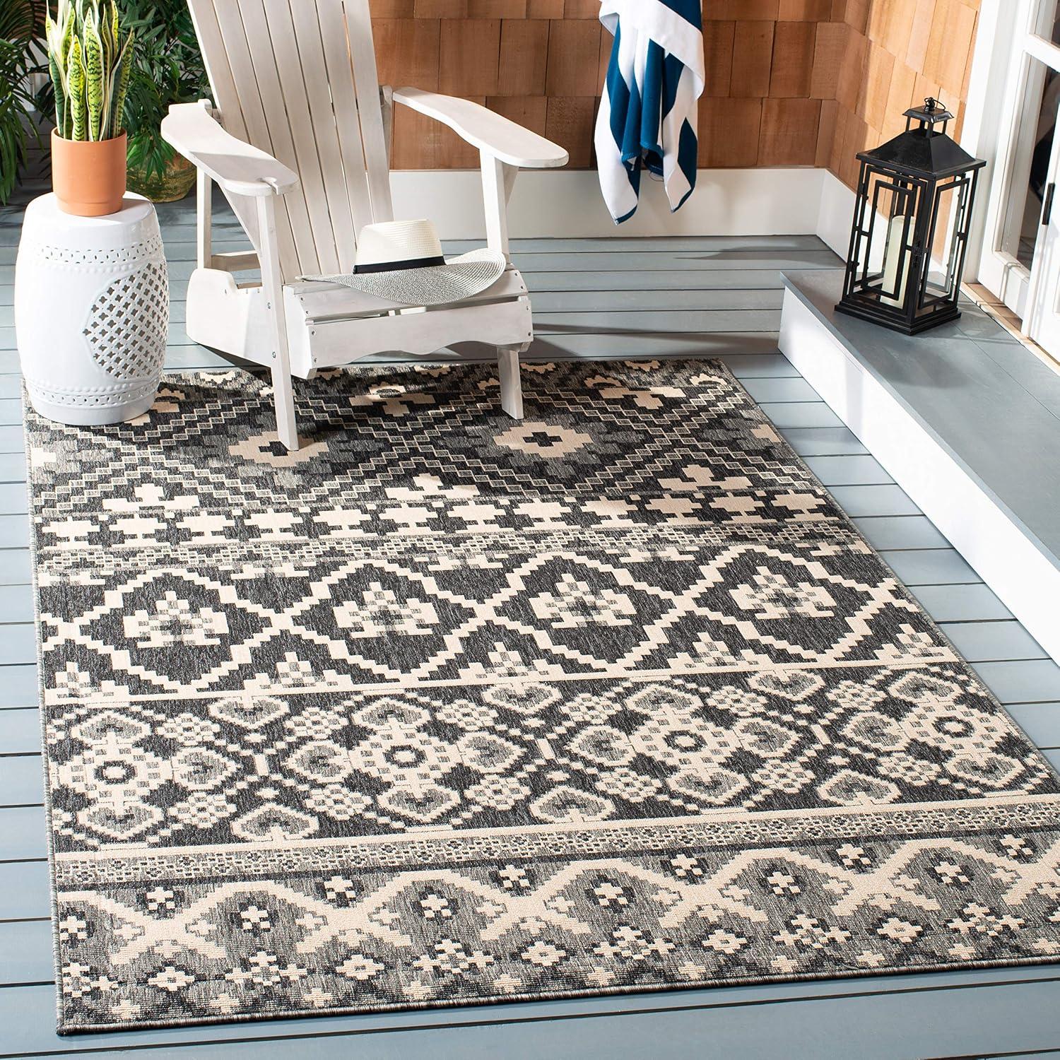 image:imageSAFAVIEH Washable Rug Outdoor Veranda Collection 8 x 11 Beige amp Grey NonShedding amp Easy to Clean Ideal for Patio Backyard Mudroom VER0973413GreyBeige