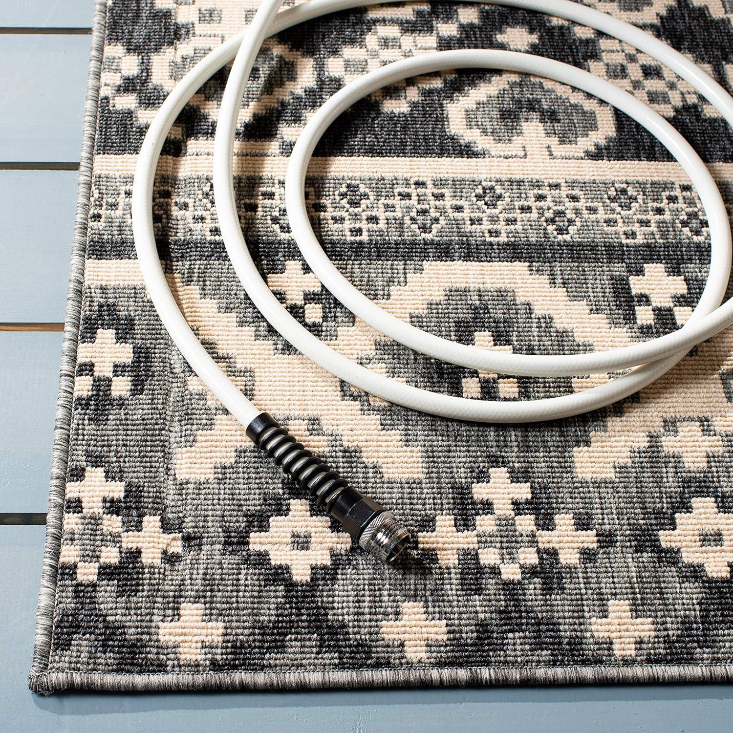 image:imageSAFAVIEH Washable Rug Outdoor Veranda Collection 8 x 11 Beige amp Grey NonShedding amp Easy to Clean Ideal for Patio Backyard Mudroom VER0973413GreyBeige