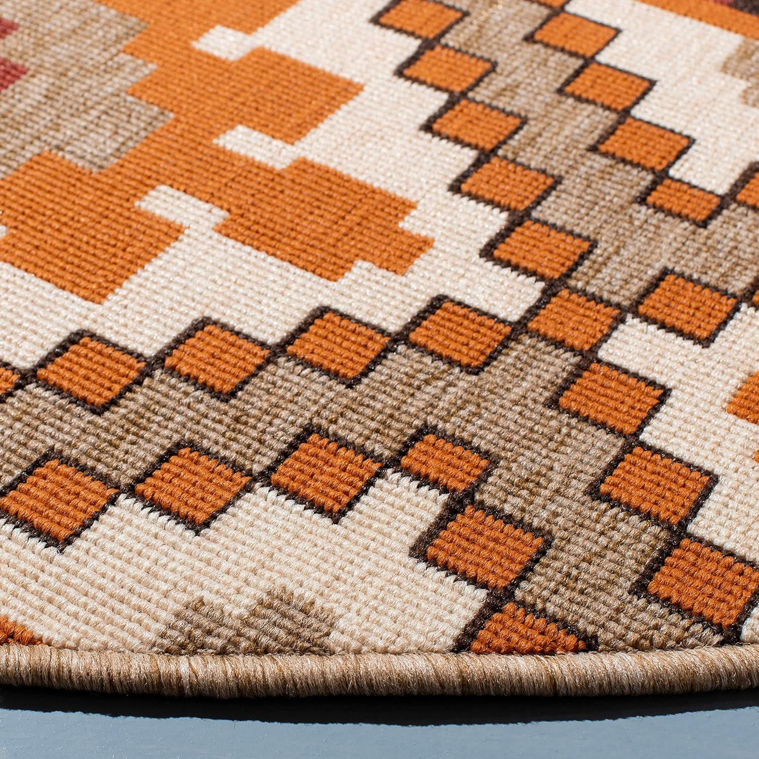 image:imageSAFAVIEH Washable Rug Outdoor Veranda Collection 8 x 11 Beige amp Grey NonShedding amp Easy to Clean Ideal for Patio Backyard Mudroom VER0973413RedBeige