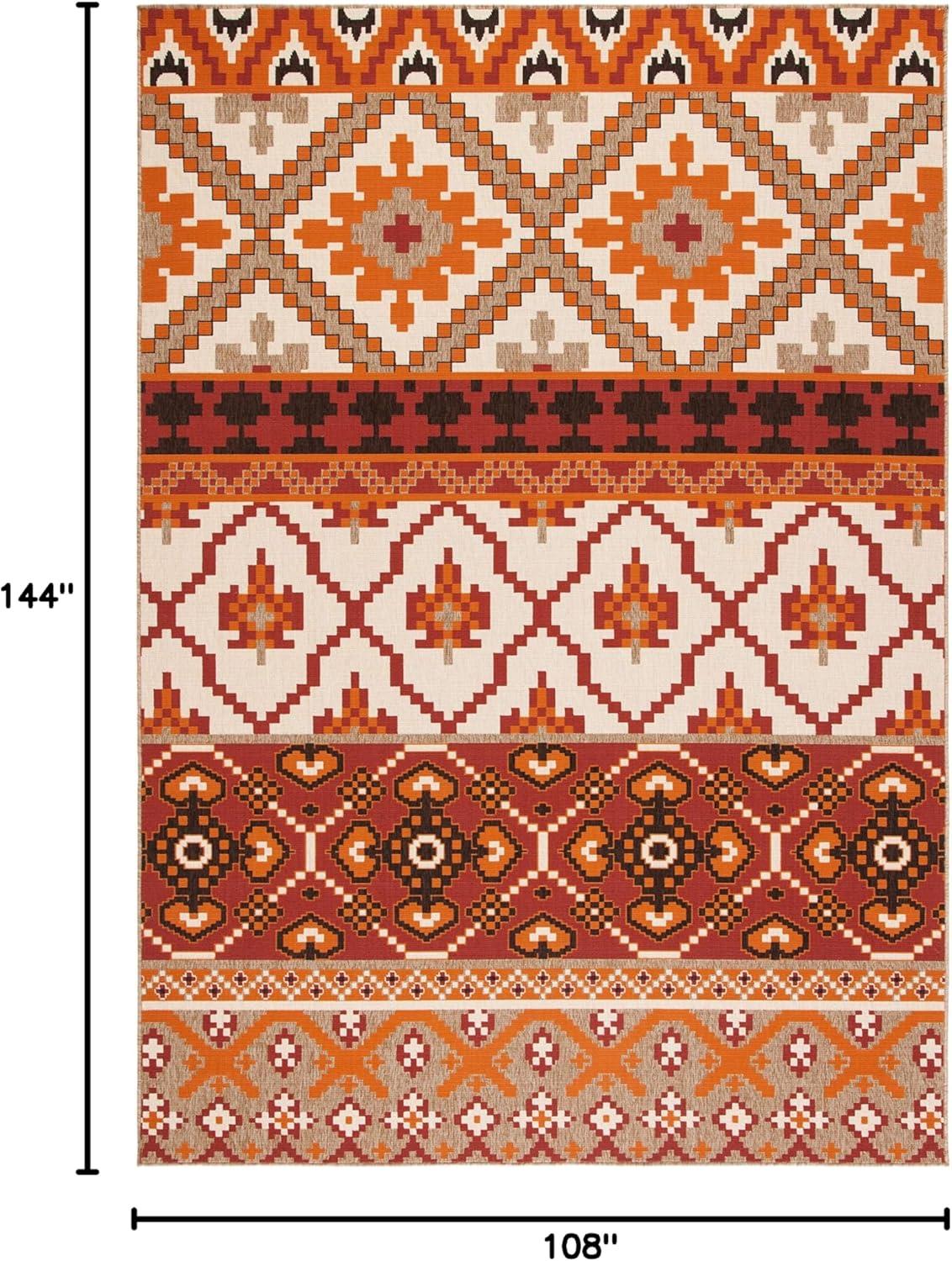 image:imageSAFAVIEH Washable Rug Outdoor Veranda Collection 8 x 11 Beige amp Grey NonShedding amp Easy to Clean Ideal for Patio Backyard Mudroom VER0973413RedBeige