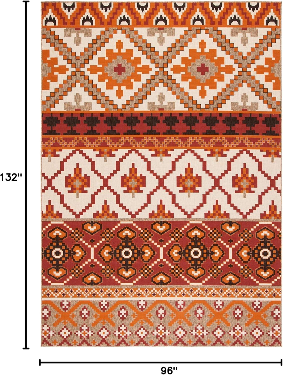 image:imageSAFAVIEH Washable Rug Outdoor Veranda Collection 8 x 11 Beige amp Grey NonShedding amp Easy to Clean Ideal for Patio Backyard Mudroom VER0973413RedBeige