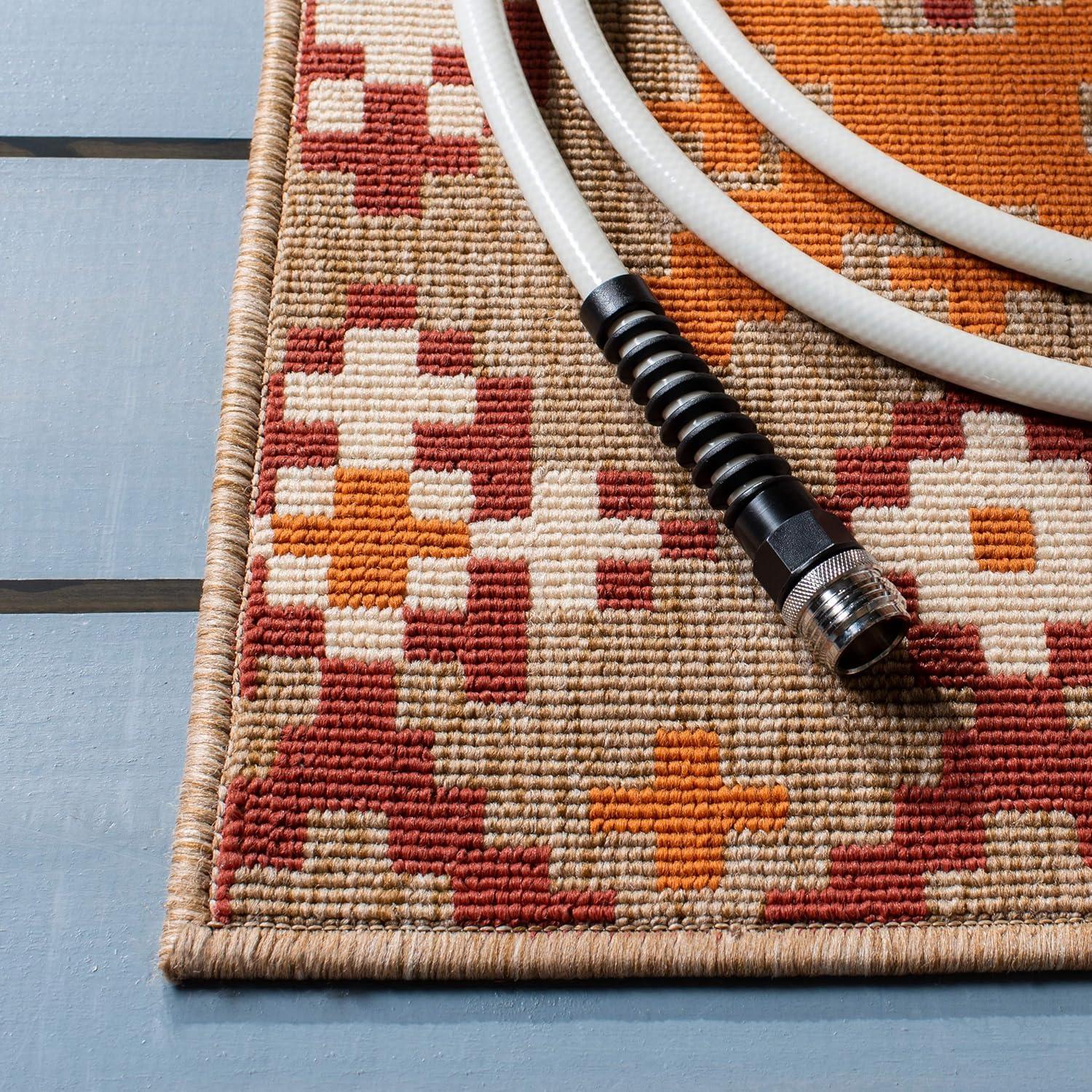 image:imageSAFAVIEH Washable Rug Outdoor Veranda Collection 8 x 11 Beige amp Grey NonShedding amp Easy to Clean Ideal for Patio Backyard Mudroom VER0973413RedBeige