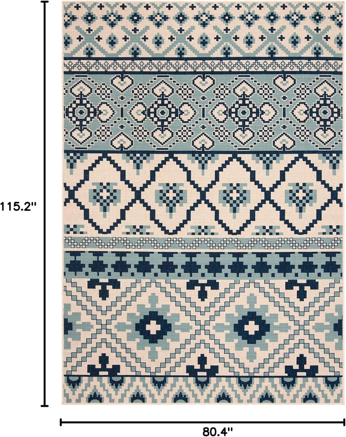 image:imageSAFAVIEH Washable Rug Outdoor Veranda Collection 8 x 11 Beige amp Grey NonShedding amp Easy to Clean Ideal for Patio Backyard Mudroom VER0973413TurquoiseBlue
