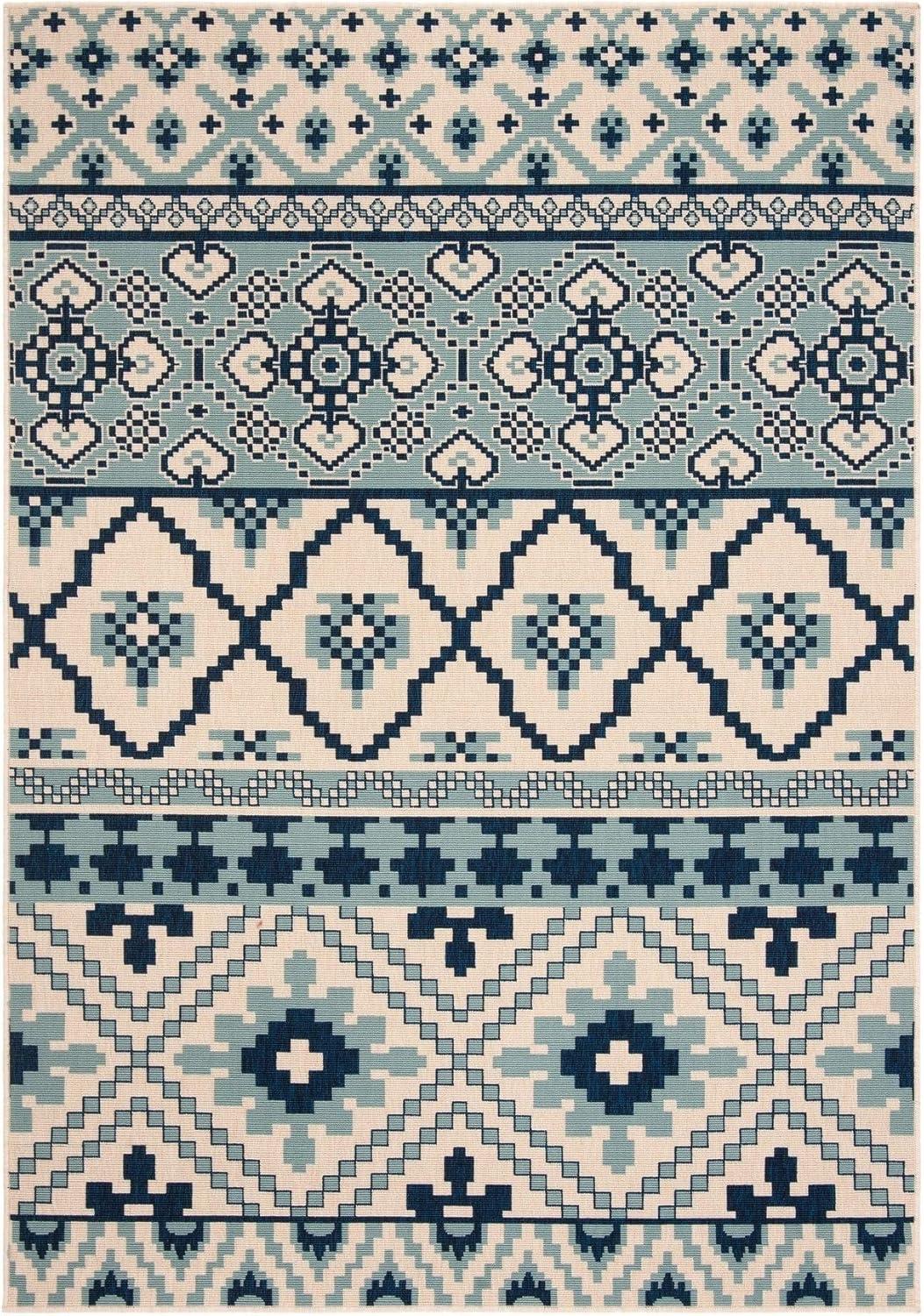 image:imageSAFAVIEH Washable Rug Outdoor Veranda Collection 8 x 11 Beige amp Grey NonShedding amp Easy to Clean Ideal for Patio Backyard Mudroom VER0973413TurquoiseBlue