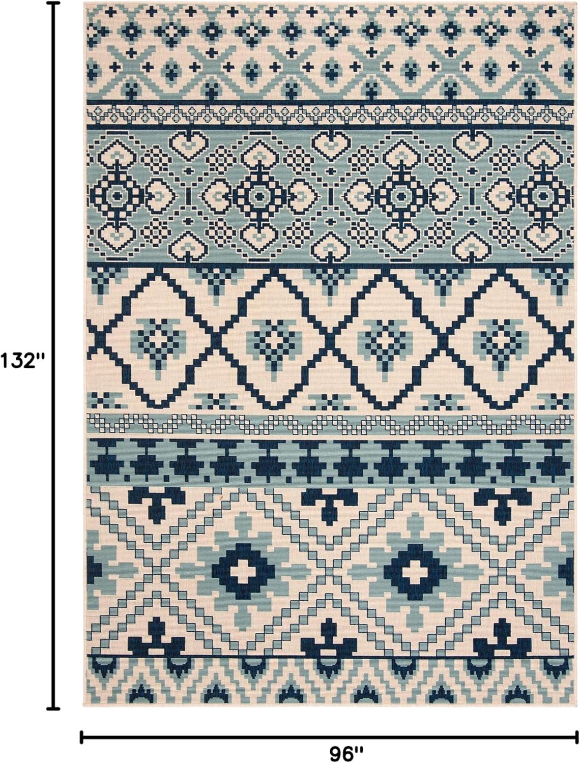 image:imageSAFAVIEH Washable Rug Outdoor Veranda Collection 8 x 11 Beige amp Grey NonShedding amp Easy to Clean Ideal for Patio Backyard Mudroom VER0973413TurquoiseBlue