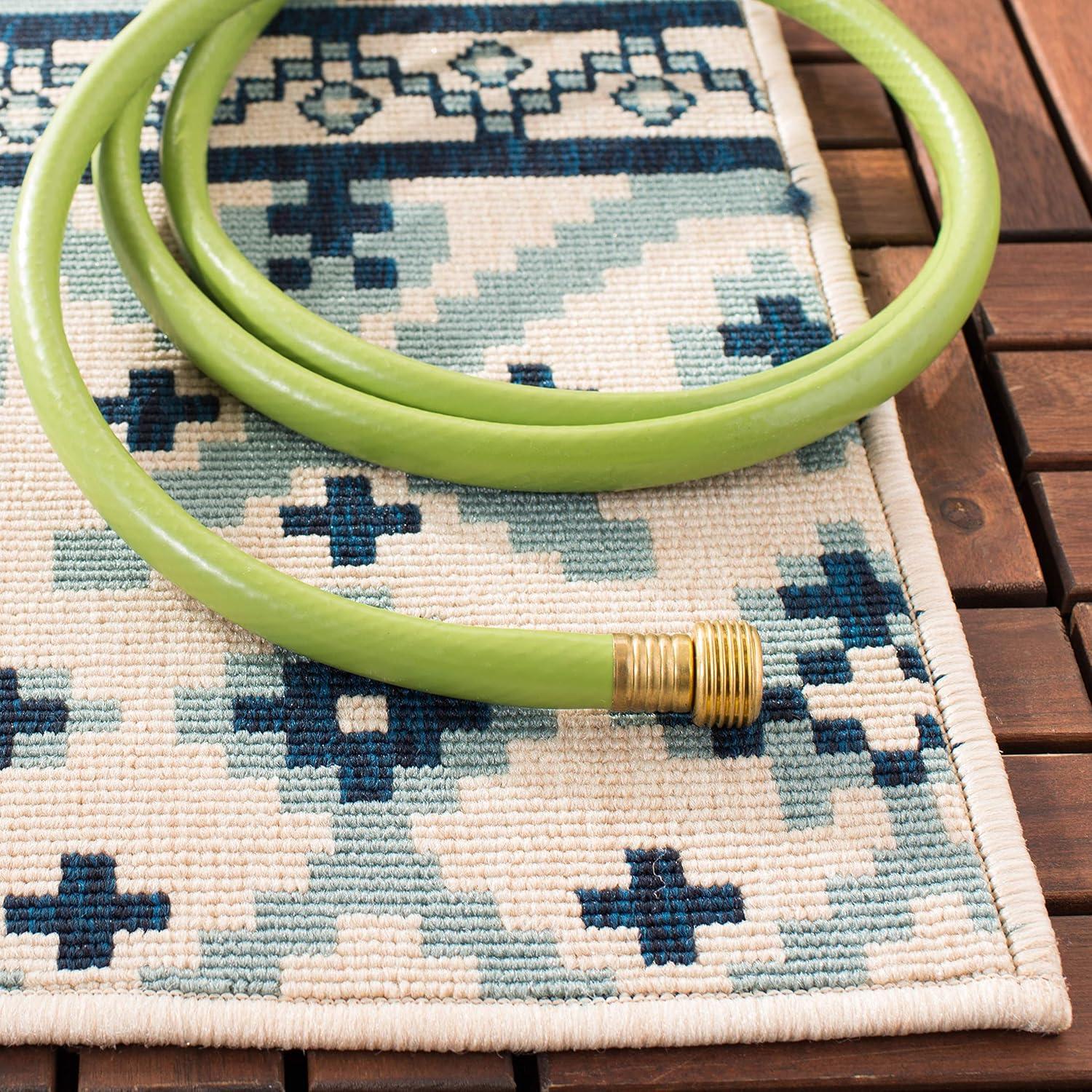 image:imageSAFAVIEH Washable Rug Outdoor Veranda Collection 8 x 11 Beige amp Grey NonShedding amp Easy to Clean Ideal for Patio Backyard Mudroom VER0973413TurquoiseBlue