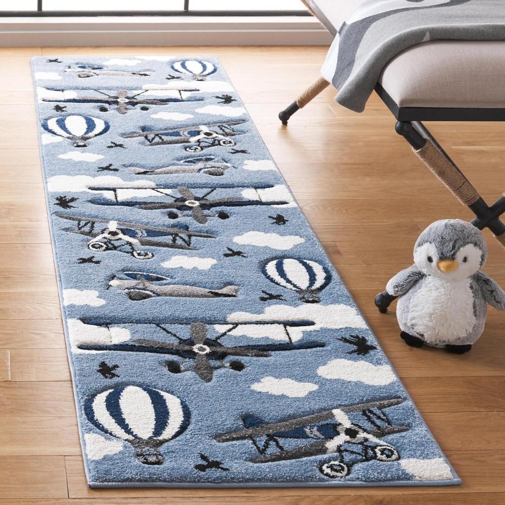 image:imageSAFAVIEH Carousel Kids Collection Area Rug  53 x 76 Light Grey amp Red NonShedding amp Easy Care Ideal for High Traffic Areas for Boys amp Girls in Playroom Nursery Bedroom CRK137FBlueIvory