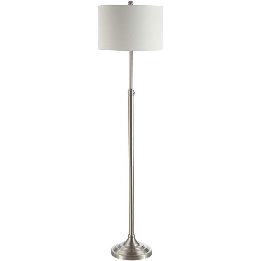 image:imageSAFAVIEH FLL4052A Lighting Leeland Adjustable Brush Nickel LED Bulb Included Floor Lamp