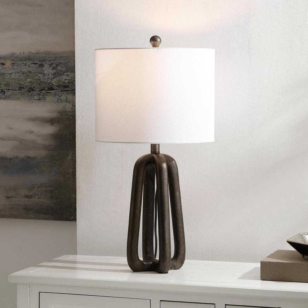 image:imageSAFAVIEH Lighting Collection Anine Black Resin Table Lamp 26 Decorative Accent Light with Fabric Shade E26 Bulb Compatible TBL4654ABlack