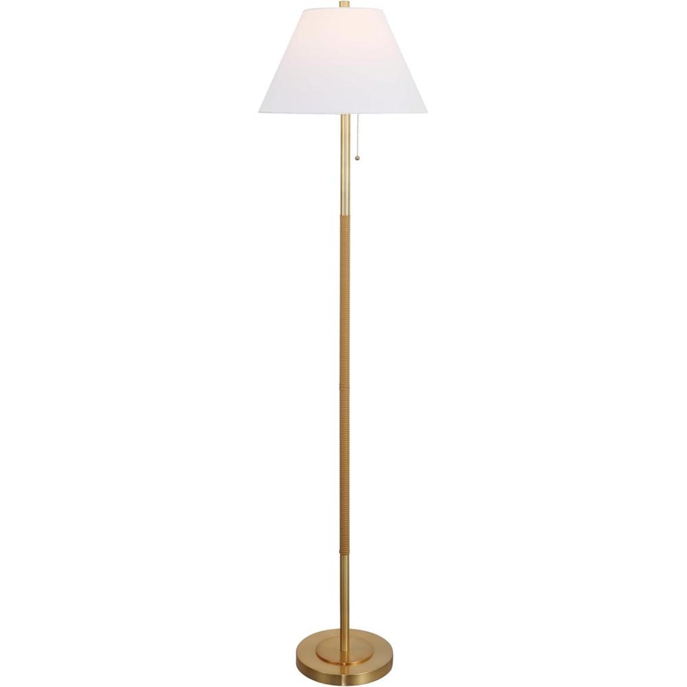 image:imageSAFAVIEH Lighting Collection Christin Brass amp Natural Rattan Floor Lamp 68Inch Tall Modern Standing Lamp with Empire Shade amp Pull Chain FLL4151ABrassNatural