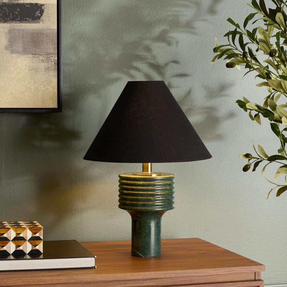 image:imageSAFAVIEH Lighting Collection Giana Green Marble Table Lamp 18 Modern Accent Light with Fabric Shade E26 Bulb Compatible TBL2020AGreen