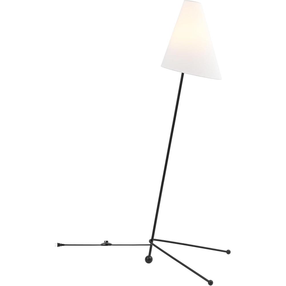 image:imageSAFAVIEH Lighting Collection Norrie Black Metal Floor Lamp 63Inch Tall Modern Standing Lamp with Fabric Shade amp Foot Switch FLL4143ABlack