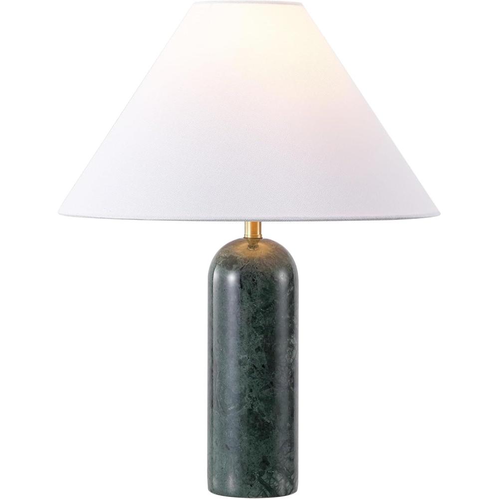 image:imageSAFAVIEH Lighting Collection Selah Green 21 Inch Marble Table Lamp with Shade Contemporary Accent Lighting Bulb Included TBL4674AGreen