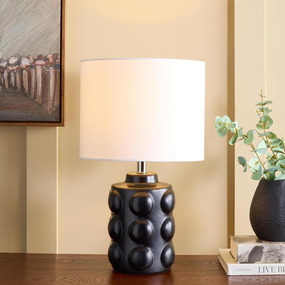 image:imageSAFAVIEH Lighting Collection Shylo Black Ceramic Table Lamp 22 Modern Accent Light with Fabric Shade E26 Bulb Compatible TBL2024ABlack