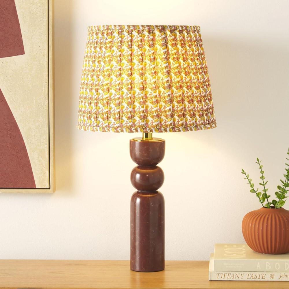 image:imageSAFAVIEH Lighting Collection Suraya Deep Red Marble Table Lamp 24 Modern Accent Light with Patterned Fabric Shade E26 Bulb Compatible TBL2017ADeep Red