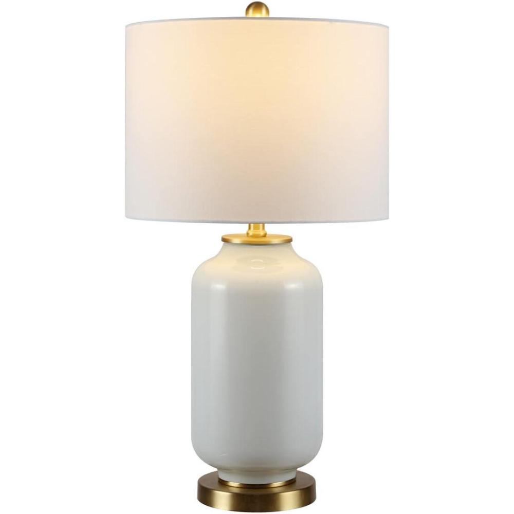 image:imageSAFAVIEH Lighting Collection Amaia Modern Contemporary White Glass 26inch Bedroom Living Room Home Office Desk Nightstand Table Lamp LED Bulb IncludedWhite