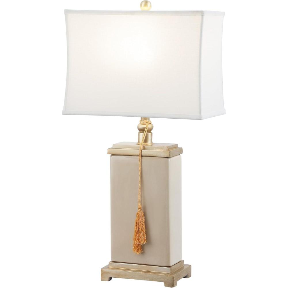 image:imageSAFAVIEH Lighting Collection Amiliana Cream Tassel 30inch Bedroom Living Room Home Office Desk Nightstand Table Lamp LED Bulb Included