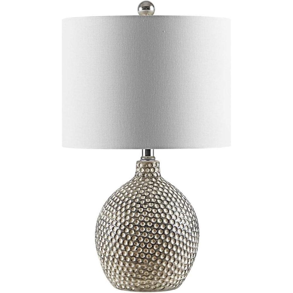 image:imageSAFAVIEH Lighting Collection Breeda Modern Contemporary Ivory Silver Ceramic 19inch Bedroom Living Room Home Office Desk Nightstand Table Lamp LED Bulb Included