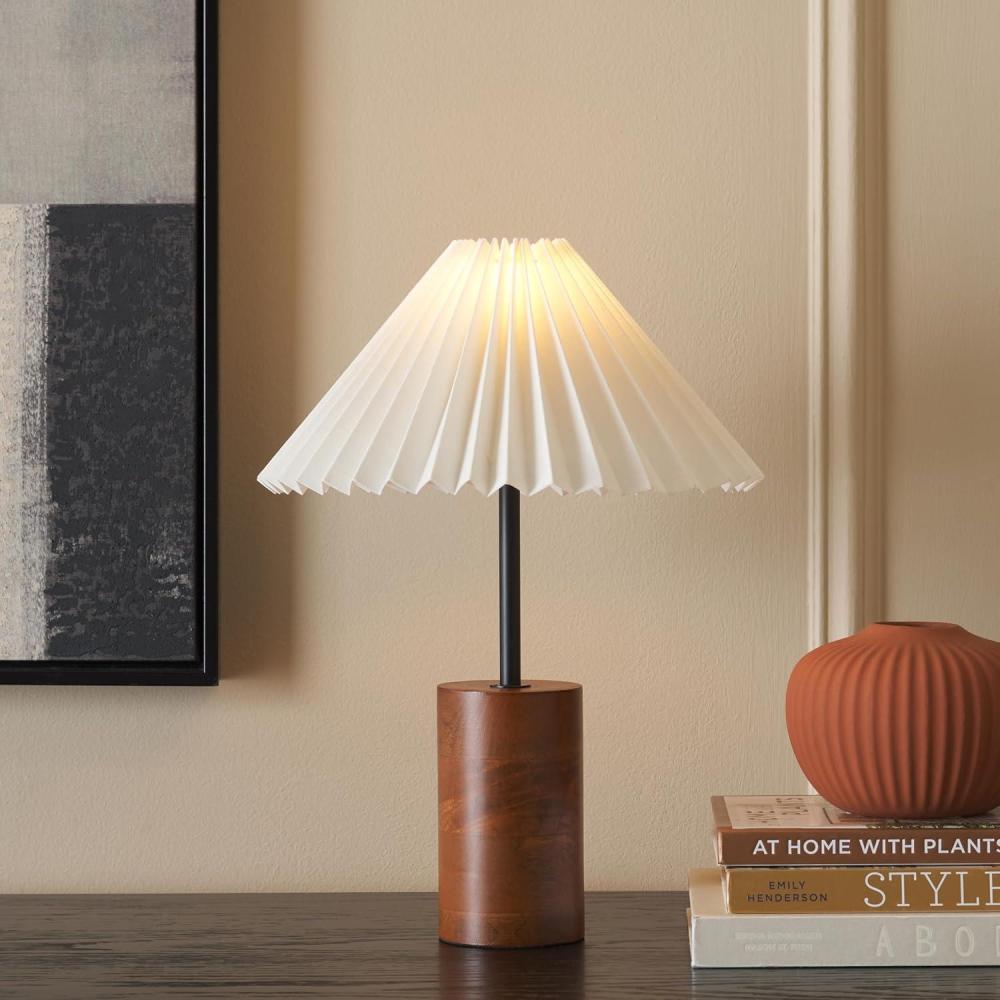 image:imageSAFAVIEH Lighting Collection Dani WalnutBlack 16inch Table Lamp LED Bulb Included