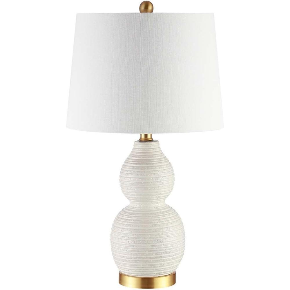 image:imageSAFAVIEH Lighting Collection Darsa White Double Gourd 25inch Bedroom Living Room Home Office Desk Nightstand Table Lamp LED Bulb Included