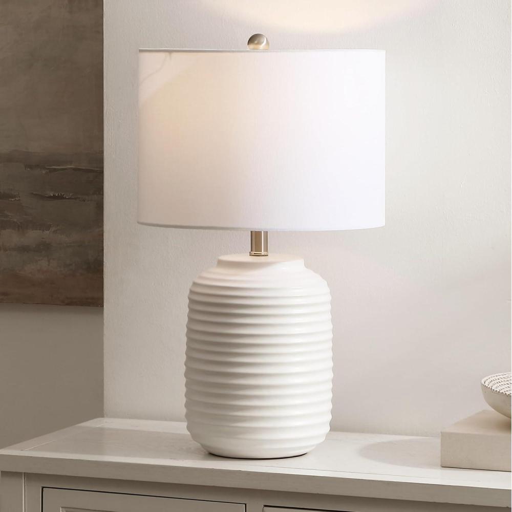 image:imageSAFAVIEH Lighting Collection Elio White Ceramic 24inch Table Lamp LED Bulb Included