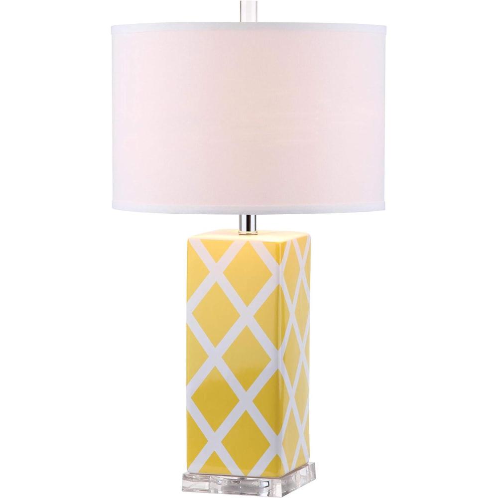 image:imageSAFAVIEH Lighting Collection Garden Lattice Trellis Modern Contemporary Light Blue 27inch Bedroom Living Room Home Office Desk Nightstand Table Lamp LED Bulbs IncludedYellow