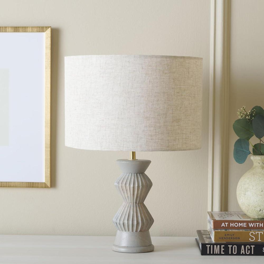 image:imageSAFAVIEH Lighting Collection Isano Grey 17inch Table Lamp LED Bulb Included