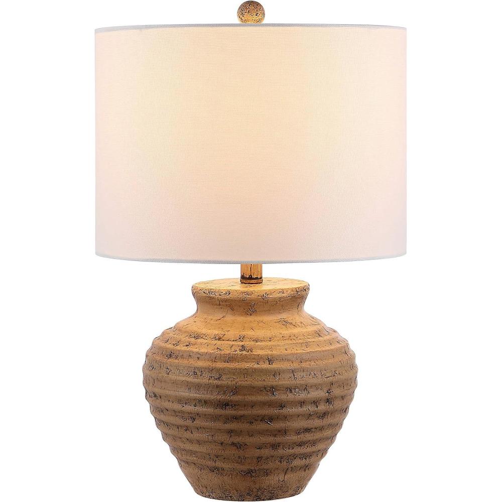 image:imageSAFAVIEH Lighting Collection Kamryn Rustic Farmhouse Brown 23inch Bedroom Living Room Home Office Desk Nightstand Table Lamp LED Bulb Included