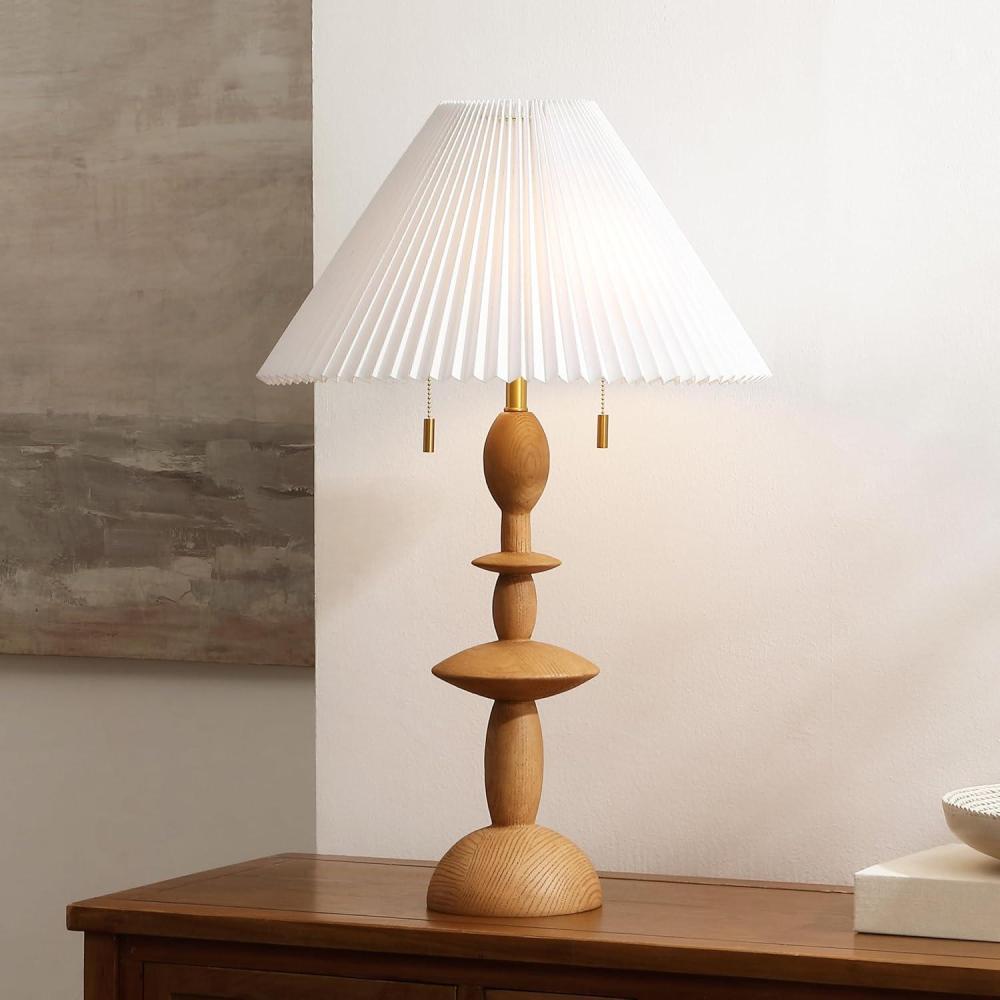image:imageSAFAVIEH Lighting Collection Mensy Natural Resin 29inch Table Lamp for Bedroom Living Room Home Office Desk Nightstand LED Bulb IncludedNatural