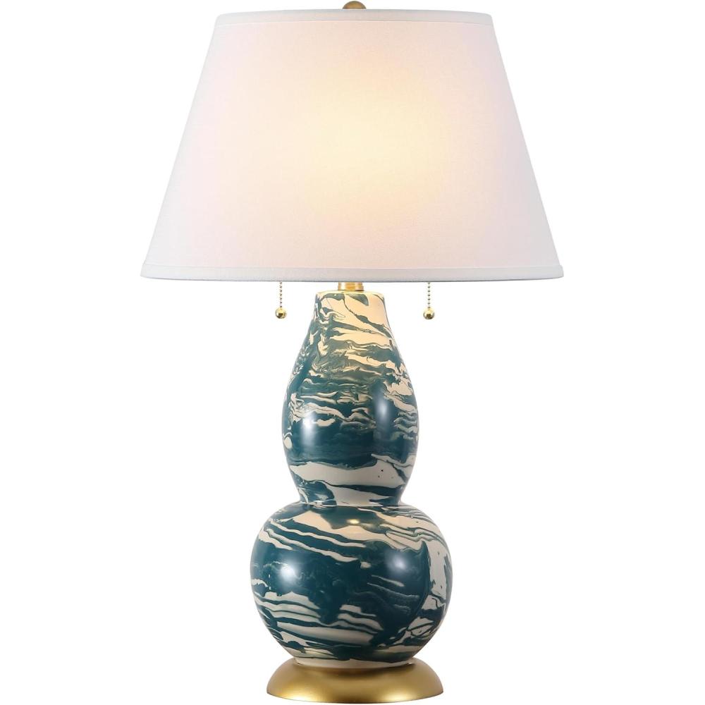 image:imageSAFAVIEH Lighting Collection Modern Swirls Blue White 29inch Bedroom Living Room Home Office Desk Nightstand Table Lamp LED Bulbs IncludedBlueWhite