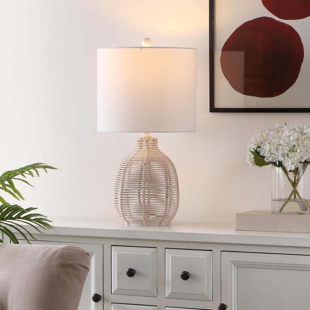 image:imageSAFAVIEH Lighting Collection Oroya Light Natural 23inch Table Lamp LED Bulb IncludedOffWhite