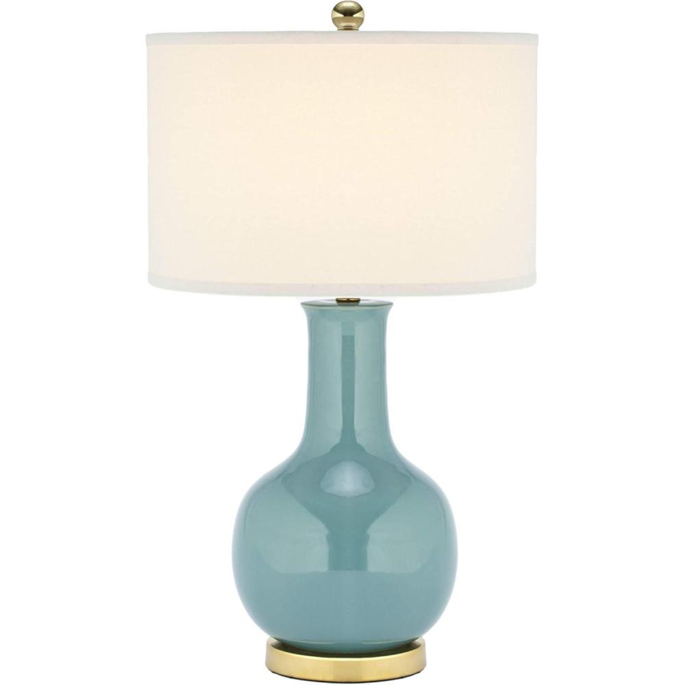 image:imageSAFAVIEH Lighting Collection Paris Modern Emerald Green Ceramic 28inch Bedroom Living Room Home Office Desk Nightstand Table Lamp LED Bulb IncludedLight Blue