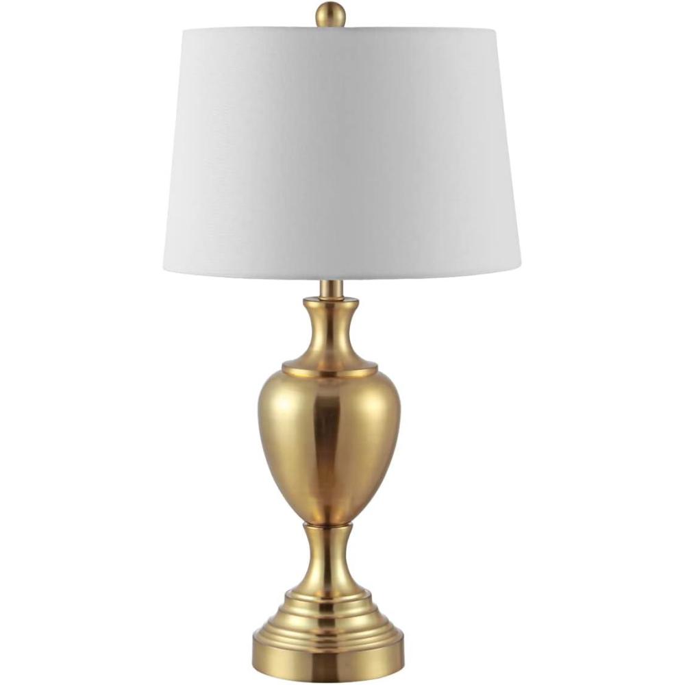 image:imageSAFAVIEH Lighting Collection Poppy Modern Contemporary Brass Iron 28inch Bedroom Living Room Home Office Desk Nightstand Table Lamp LED Bulb IncludedBrass