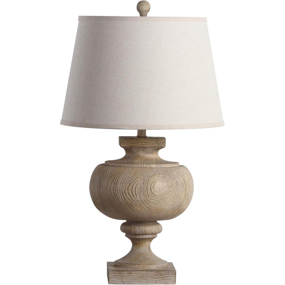 image:imageSAFAVIEH Lighting Collection Prescott Rustic Farmhouse Wood Finish 31inch Bedroom Living Room Home Office Desk Nightstand Table Lamp LED Bulb Included