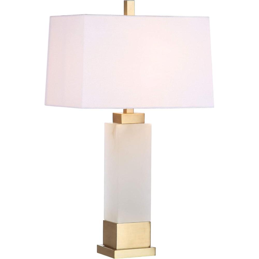 image:imageSAFAVIEH Lighting Collection Rozella Alabaster White Gold 30inch Bedroom Living Room Home Office Desk Nightstand Table Lamp LED Bulb Included