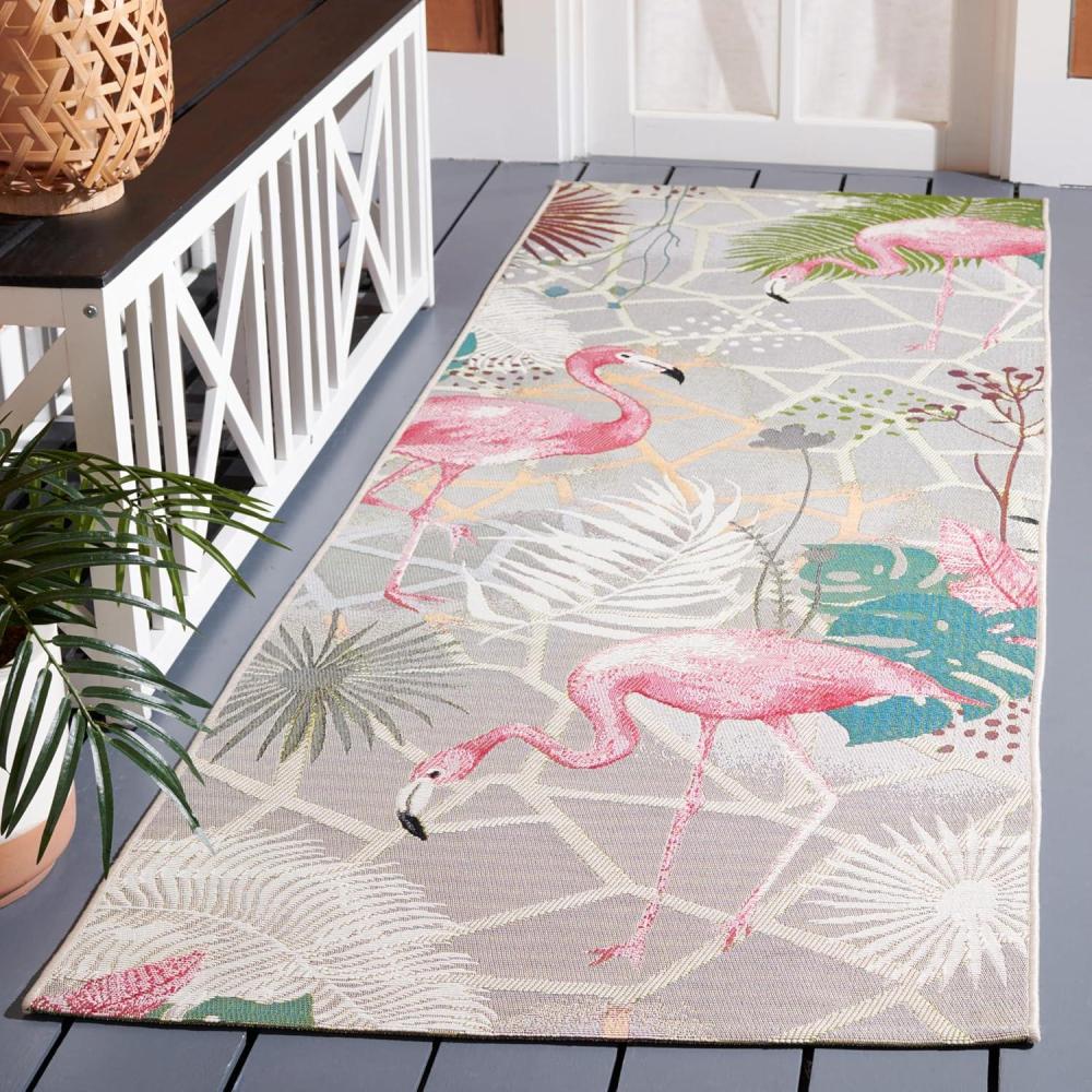 image:imageSAFAVIEH Washable Rug Outdoor Barbados Collection 53 x 76 Grey amp Pink NonShedding amp Easy to Clean Ideal for Patio Backyard Mudroom BAR551FGreyPink