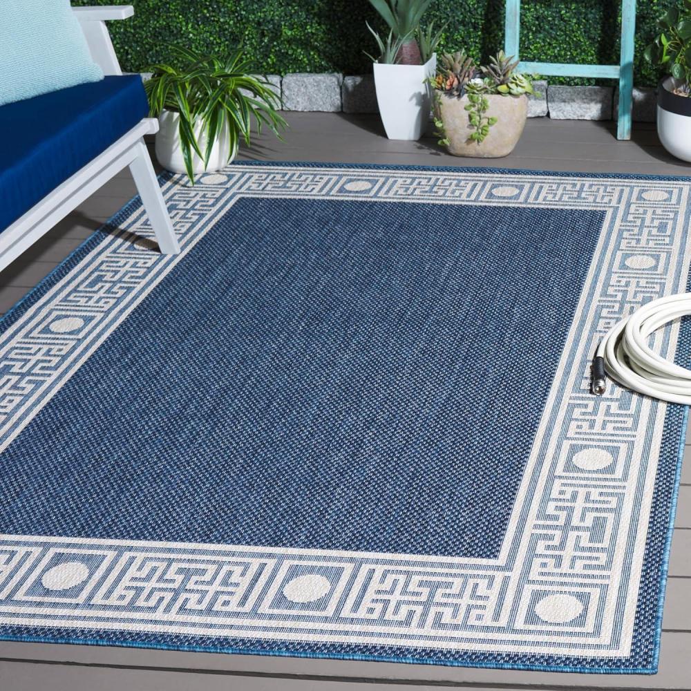 image:imageSAFAVIEH Washable Rug Outdoor Beach House Collection 8 x 10 Blue amp Ivory NonShedding amp Easy to Clean Ideal for Patio Backyard Mudroom BHS276MBlueIvory