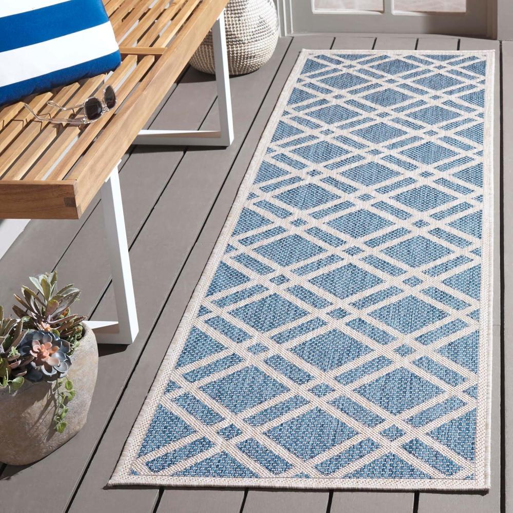 image:imageSAFAVIEH Washable Rug Outdoor Beach House Collection 8 x 10 Blue amp Ivory NonShedding amp Easy to Clean Ideal for Patio Backyard Mudroom BHS282MBlueIvory