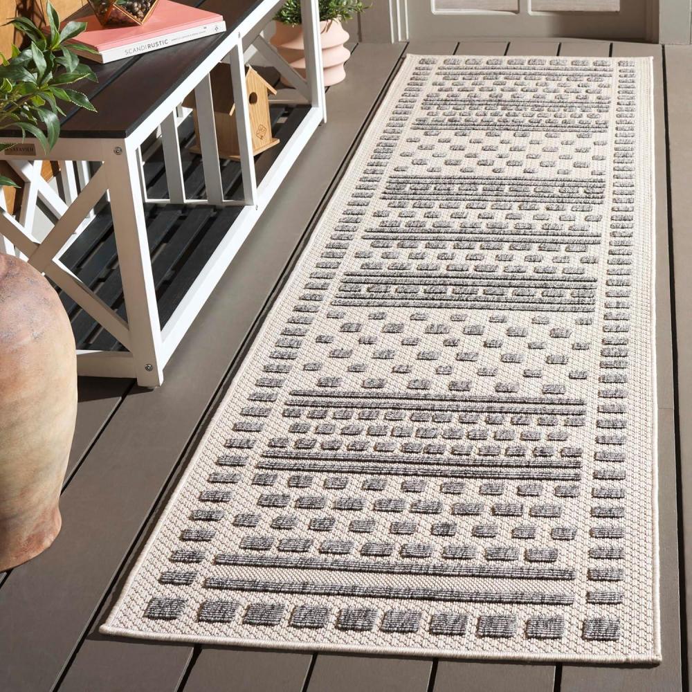image:imageSAFAVIEH Washable Rug Outdoor Milos Collection 5 x 76 Beige NonShedding amp Easy to Clean Ideal for Patio Backyard Mudroom MLO110BBeigeGrey