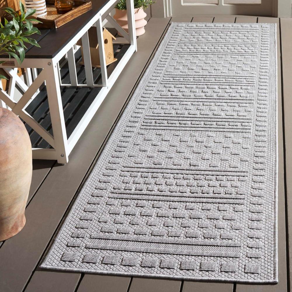 image:imageSAFAVIEH Washable Rug Outdoor Milos Collection 5 x 76 Beige NonShedding amp Easy to Clean Ideal for Patio Backyard Mudroom MLO110BGrey