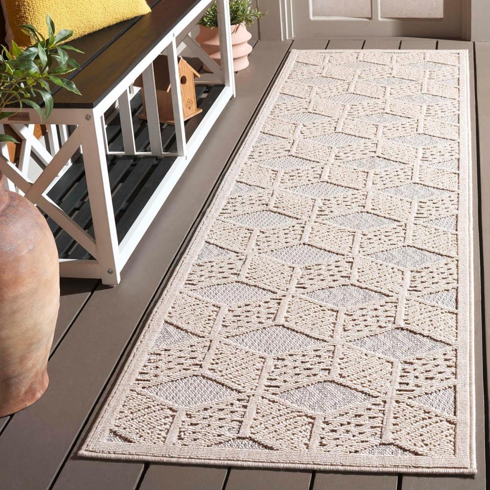 image:imageSAFAVIEH Washable Rug Outdoor Milos Collection  5 x 76 Ivory NonShedding amp Easy to Clean Ideal for Patio Backyard Mudroom MLO114AIvory
