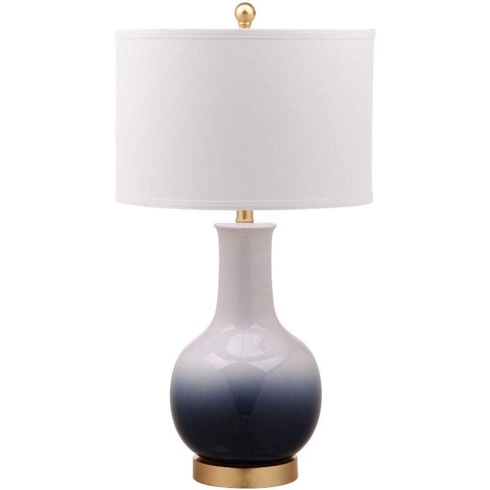 image:imageSafavieh Lighting Collection Alfio Navy White 28inch Bedroom Living Room Home Office Desk Nightstand Table Lamp LED Bulb IncludedNavyGold