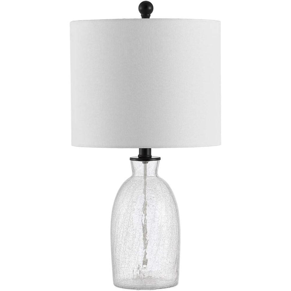 image:imageSafavieh Lighting Collection Nakula Clear Glass 23inch Bedroom Living Room Home Office Desk Nightstand Table Lamp LED Bulb Included