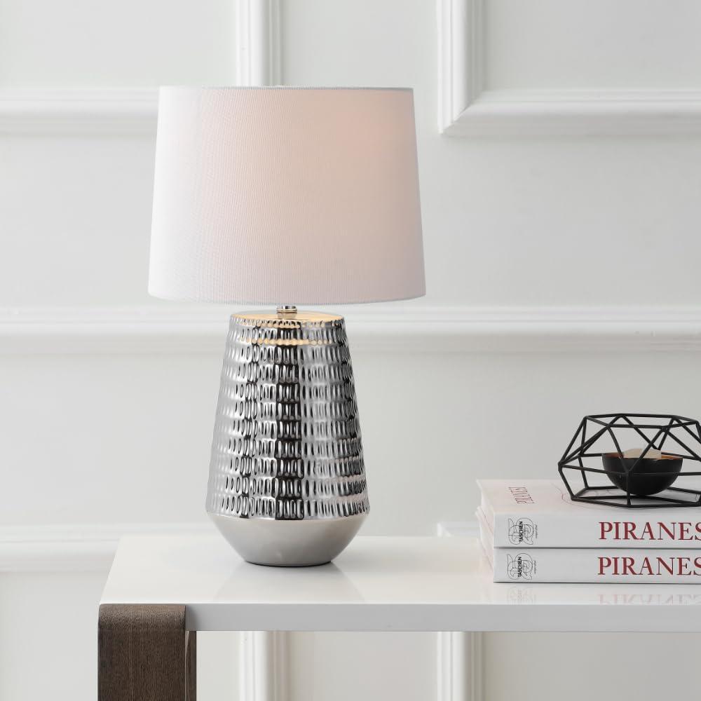 image:imageSafavieh Lighting Collection Stark Plated Silver 28inch Bedroom Living Room Home Office Desk Nightstand Table Lamp LED Bulb IncludedSilver