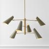 SAFAVIEH Lighting – Atena 6-Light Chandelier – Brass & Green Adjustable Pivoting Heads – 39-Inch Wide Modern Ceiling Fixture for Dining Room, Foyer (CHA4082A)(Brass/Green)