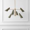 SAFAVIEH Lighting – Atena 6-Light Chandelier – Brass & Green Adjustable Pivoting Heads – 39-Inch Wide Modern Ceiling Fixture for Dining Room, Foyer (CHA4082A)(Brass/Green)