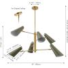 SAFAVIEH Lighting – Atena 6-Light Chandelier – Brass & Green Adjustable Pivoting Heads – 39-Inch Wide Modern Ceiling Fixture for Dining Room, Foyer (CHA4082A)(Brass/Green)