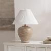 SAFAVIEH Lighting – Claude 22-Inch Table Lamp – Brown & White Abstract Design with Pleated Shade – Ideal for Living Room, Bedroom, Nightstand, Reading Nook, LED Bulb Included (TBL4688A)(Brown)
